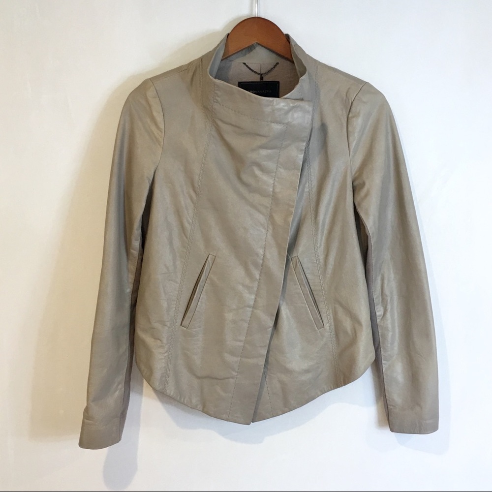 BCBGMAXAZRIA | genuine leather jacket asymmetrical - Picture 2 of 8